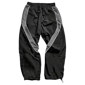 Pantalon cargo léger et confortable pour homme, décontracté, pour l'extérieur, taille élastique, coupe ample, jambe large, brodé, style évasé - Product Image 1