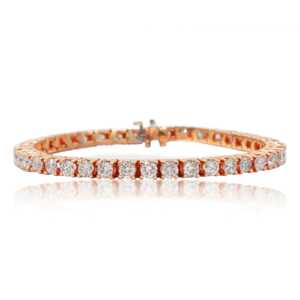Bracelet tennis en or rose 14 carats avec diamants taille ronde, élégant, pour mariée ou anniversaire, disponible à la vente – Exportateur indien - Product Image 4