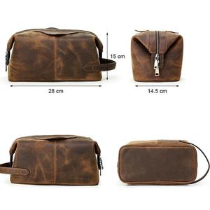 Sac de voyage suspendu en cuir vintage avec fermeture éclair, grande capacité, poignée souple, écologique, pour trousse de toilette, OEM ODM - Product Image 2
