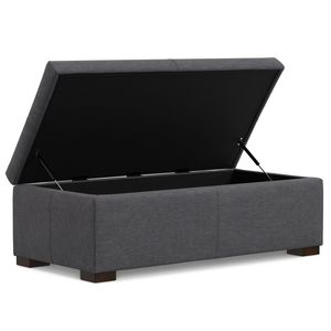Pouf contenitore rettangolare Gabbie da 48 pollici di larghezza in lino poliestere grigio ardesia - Sgabelli e pouf - Product Image 5