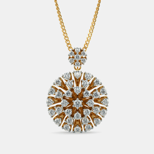 Collar con Colgante de Diamante en Forma de Flor, Chapado en Oro Amarillo, Corte Brillante Redondo, Cadena de Serpiente, Lujoso, Unisex, para Uso Diario - Product Image 3