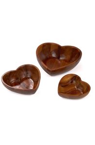 Bol en bois en forme de cœur fait main en bois d'acacia naturel, idéal pour la décoration de cuisine, bol rustique en bois en forme de cœur, bol à pâte artisanal - Product Image 5