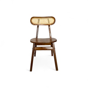 Chaise de salle à manger contemporaine en bois Kacangan courbée, en rotin naturel d'Indonésie, pour la maison, le bureau, la salle à manger, la cuisine - Product Image 1