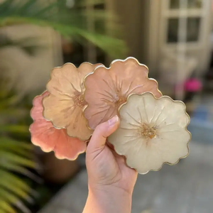 Premium Custom Resin <b>Coaster</b> Set Decorative Epoxy Drink <b>Coasters</b> with Geode <b>Agate</b> Marble Floral Art Design - Product Image 4