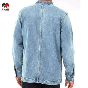 แจ็คเก็ตยีนส์คุณภาพพรีเมียมสำหรับผู้ชาย ติดกระดุม พร้อมโลโก้สั่งทำพิเศษ ป้องกันรอยยับ - Product Image 4