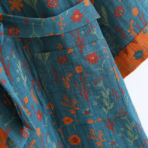 Peignoir Kimono Yukata en Coton Jacquard Teint en Fil, Élégant et Décontracté pour Femme, Fermeture à Cordon, Anti-Bactérien, Écologique - Product Image 4