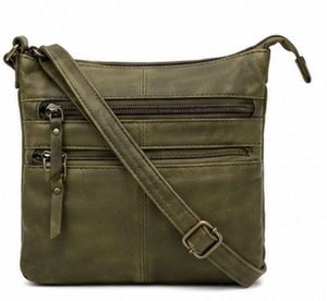 Gravs – sac à bandoulière Vintage en cuir véritable pour femmes, sac à bandoulière multi-poches pour la vie quotidienne, sac à bandoulière avec fermeture éclair et sangle réglable - Product Image 1