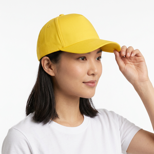 Casquette de baseball unisexe en coton jaune, 6 panneaux, réglable, couleur unie, style décontracté - Product Image 5