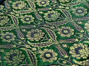 Tela Brocada Floral Verde, Tejido Jacquard con Patrón Textil para Decoración del Hogar - Product Image 1