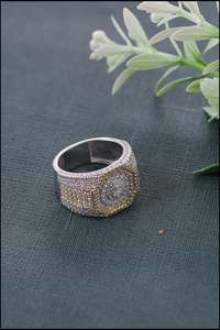 Anillo floral con diamantes redondos de moissanita para hombre, plata 925 original, banda ancha, joyería fina de hip hop para regalo de fiesta para amigos - Product Image 3