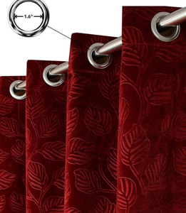 Rideaux à motifs de feuilles avec draperies texturées élégantes pour les couvertures de fenêtres de salon et de chambre modernes et l'aménagement intérieur élégant - Product Image 2