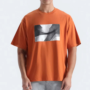 Camiseta Oversize de Moda para Hombre, Hombros Caídos, Ajuste Holgado, Algodón, Estilo Urbano, Camisetas Personalizables al por Mayor - Product Image 1