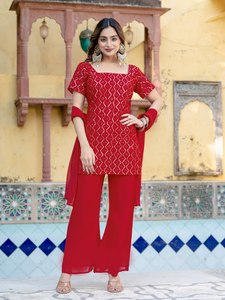 Salwar Kameez con Estampado de Brillantina Azul, Ropa Casual Tradicional India y Pakistaní para Mujer, Corte Regular, Largo hasta el Tobillo, Poliéster - Product Image 4