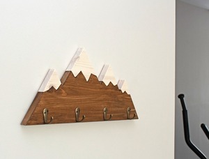 Premium Mountain Design Wooden <b>Key</b> Holder <b>Wall</b> <b>Hook</b> For Home And Office Stylish Storage Organizer With Creative Design - Product Image 2