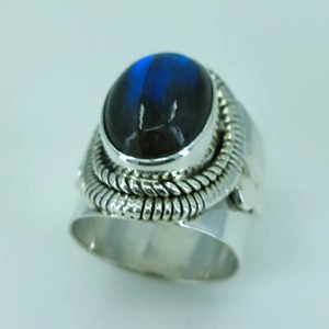 <b>Labradorite</b> <b>Ring</b> 925 Sterling Silver Handmade Boho Statement Promise Jewelry for Women Natural Oval Shape Gemstone Jewelry - Product Image 1