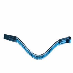 Bandeau de tête pour cheval en cuir véritable, design élégant avec cristaux bleus de qualité supérieure, pour usage équestre. - Product Image 2