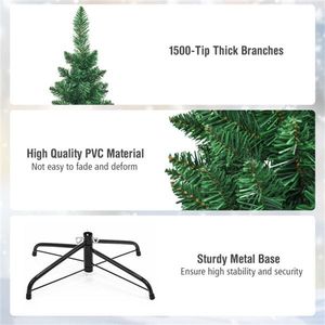 9ft Slim Pencil Christmas Tree with 1500 PVC Branches Realistic Flocked Finish Space-Saving Design for <b>Small</b> <b>Corners</b> - Product Image 5
