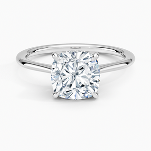 Bague solitaire en moissanite taille coussin or rose avec halo caché - Product Image 3