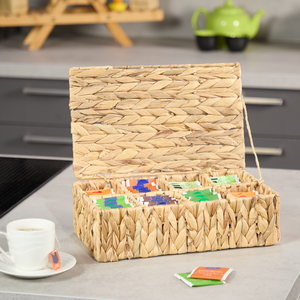 Wholesale woven water hyacinth <b>baskets</b> for storage tea/ coffee/ sugar storage boxes teabag holder <b>with</b> <b>lid</b> made by Vietnamese - Product Image 3