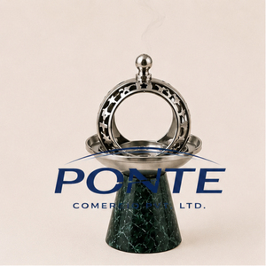 Premium Stainless Steel Teapot Warmer with Green Marble Base Elegant Silver Finish Mubkhar <b>Decorative</b> Aromatherapy Burner - Product Image 1