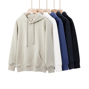 Sweat-shirt à capuche en molleton tricoté uni en mélange de coton pour homme grande taille, style streetwear décontracté, avec logo frontal, OEM ODM - Product Image 2