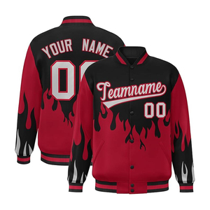 <b>Men's</b> Custom Varsity <b>Jacket</b> Black Gray Personalized Name Number <b>Letter</b> Design Stand Collar Regular Fit Embossed Printing Quick - Product Image 2