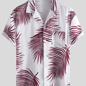 Men's Casual Beech Wear Summer Shirt 300 Grams Breathable Quick Dry Eco-Friendly Short Sleeve Floral Print Design 100% Polyester - Product Image 3