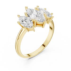 Magnifique bague de fiançailles/triologie en or 14K/18K ou platine, sertie de trois diamants marquise, monture à griffes, bijoux fins - Product Image 5