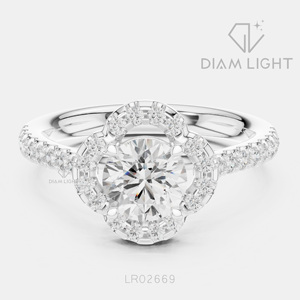 Bague de fiançailles en or blanc 14 carats avec diamant de laboratoire certifié IGI, taille ronde 0,93 carat, bijou raffiné, cadeau d'anniversaire - Product Image 1