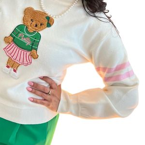 AKA Teddy <b>Bear</b> Cream Sweater Women Chenille Embroidery Graphic Premium Soft Knit <b>Cute</b> Stylish Casual Wear - Product Image 6