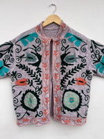 Veste Suzani brodée de fleurs TNT |   Manteau réversible en coton biologique écologique pour l'hiver, taille plus |   Cadeau vintage pour elle