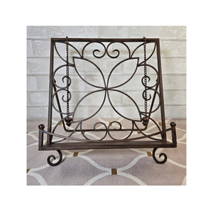 Antique Metal Wall Mounted Bookshelf <b>Storage</b> Rack with Fleur De Lis Design for Living Room Iron Book Stand - Product Image 5