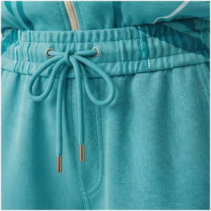 Women's Turquoise Geometric Tracksuit Full <b>Zip</b> Jacket With Side <b>Pockets</b> Sporty <b>Jogger</b> Pants Set Spring Casual Wear - Product Image 5