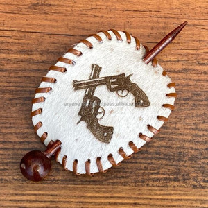 Laser Engraving Cowhide Oval Shape Hair <b>Barrettes</b> Chopstick Handmade Genuine Leather Hair Slide Hair <b>Barrettes</b> for Women's - Product Image 2