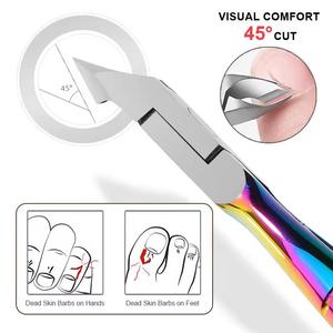 Cortauñas Profesional de Acero Inoxidable con Abertura de Mandíbula Ancha, Cuchilla Plana y Afilada para Uso en Dedos de Adultos, Nuevo Diseño con Acabado Arcoíris - Product Image 3