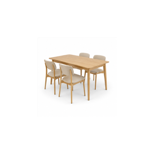 Ensemble de salle à manger ARTERRA Premium en teck scandinave moderne et écologique avec chaises à dossier à lattes et table rectangulaire pour projets hôteliers - Product Image 1
