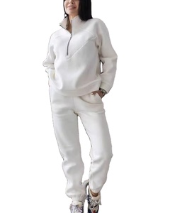 Top Trending Custom Oversize Pullover Half Zip Sweatshirt Conjunto de mujer Sudadera de lana de alta calidad y conjunto de pantalones de chándal para mujer - Product Image 4