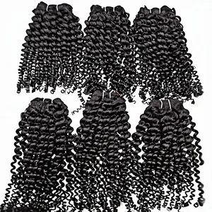 ผมแฟชั่นอินเดีย HFIHW ผมหยิกแบบ Kinky Curl ผมแท้แบบ Remy จากอินเดีย แบบ Pre-Looped ต่อผมด้วยเครื่องจักรแบบ Double Weft สีดำ 1 เส้น ผมหยิกแบบล่าสุด - Product Image 1