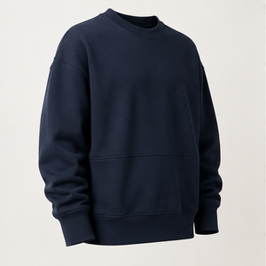 Sudadera Personalizada Azul Medianoche para Hombre, Corte Holgado, Doble Capa, Cuello Redondo, Tejido de Algodón Cepillado, Modelo MCRW-0039 - Product Image 4