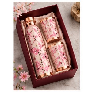 Juego de Termos de Cobre Negro de Diseño, con Patrón de Hojas Doradas, Diseño Oriental, Ecológico, Libre de BPA, Portátil, para Regalos Empresariales - Product Image 6