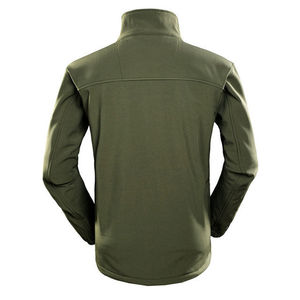 Men's Olive Green <b>Fleece</b> Jacket Stand Collar Zipper Closure Windproof Casual Outdoor Wear Autumn Season Regular Fit - Product Image 4
