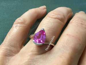 <b>Alexandrite</b> Wedding <b>Rings</b> Solid Silver Vintage Tear Drop Shaped Pear Cut June Birthstone Color Changing Party Gift <b>Ring</b> for Her - Product Image 3