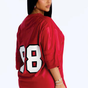 Camiseta de malla transpirable de alta calidad para mujer 2026, jersey de fútbol americano oversize con cuello en V, venta al por mayor, OEM, marca privada - Product Image 3