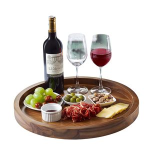 18x1,6 pulgadas bajo Moq tocadiscos de madera Lazy Susan organizador para encimera bandeja giratoria de madera de acacia para almacenamiento de despensa de especias - Product Image 3