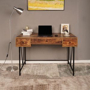 Bureau d'ordinateur moderne rétro en panneaux de particules avec revêtement Triamine et tubes en fer, 120 cm, design 3 pompes - Product Image 2