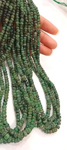 Perles d'émeraude naturelle lisses en forme de rondelle, de 4 à 6 mm, graduées, vendues par brin de 8 pouces de long - Product Image 2