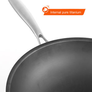 Wok professionnel à fond rond traditionnel avec poignée en bois, capacité de 20 L, multi-usages pour la cuisine à domicile, compatible lave-vaisselle - Product Image 3