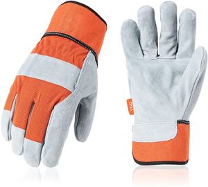Gants de sécurité pour hommes, renforcés en cuir de vache fendu, Double paume, Protection supplémentaire, Construction, personnalisés, vente en gros, - Product Image 1