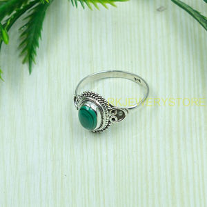 Bague en malachite naturelle, argent sterling 925, faite à la main, bijoux vintage de créateur, bague en pierre verte pour femmes, vente en gros - Product Image 6