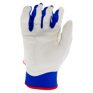 Pro USA Style Tricolor Baseball Batting Gloves | Premium Leather Max Grip Secure Wrist Wrap Custom Team Batting Gloves - Product Image 6